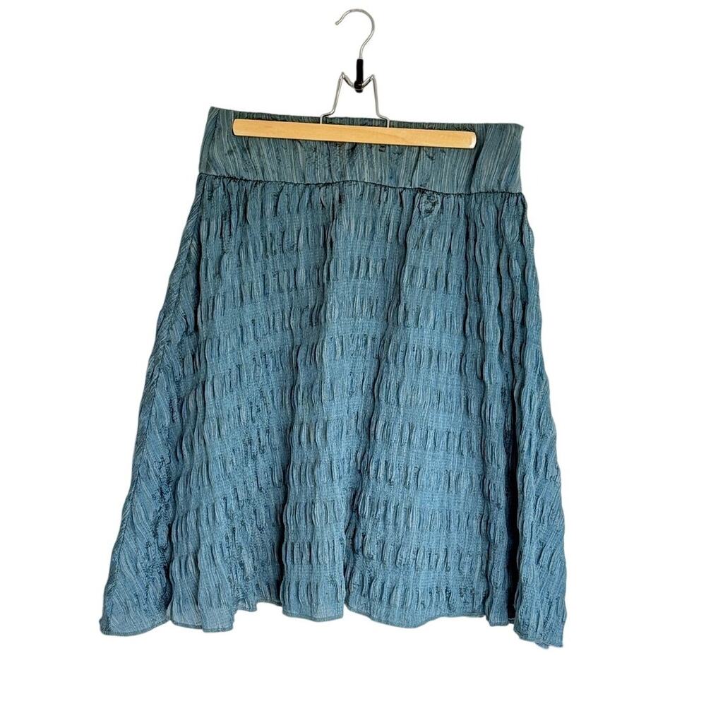 Chaiken Teal Crinkle Textured Midi Skirt USA Size 6 - Picture 4 of 11